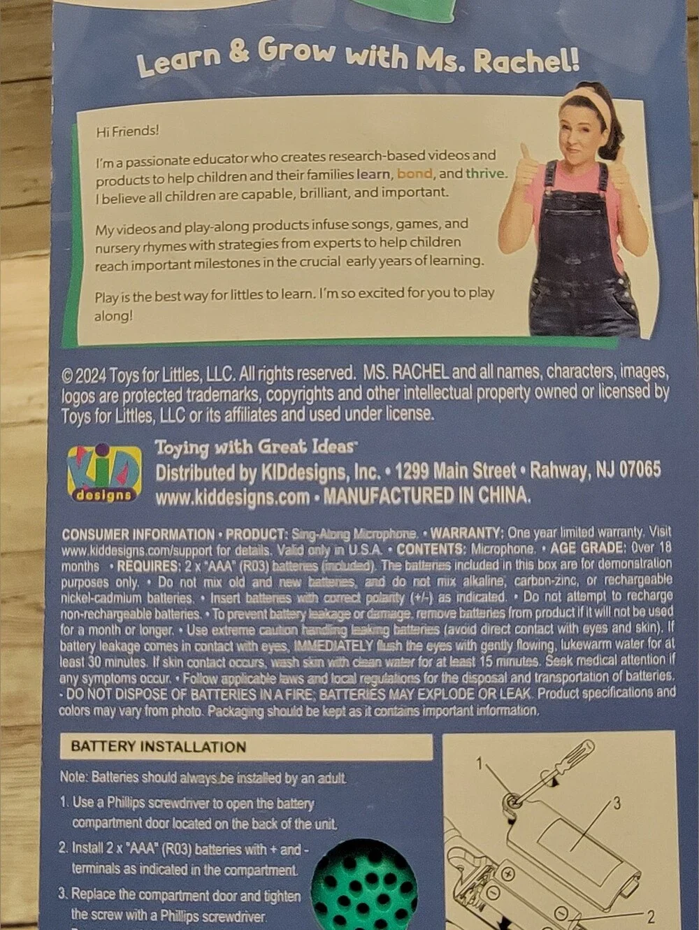 Ms. Rachel Sing Along Microphone Built In Music Light Up Toddler Toy